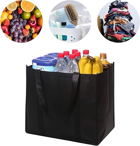 AYNKH Sacs à provisions réutilisables 2 Pack noir épicerie tote bag avec poignée Multi - usage quotidien tote bag - Nail Gallerys