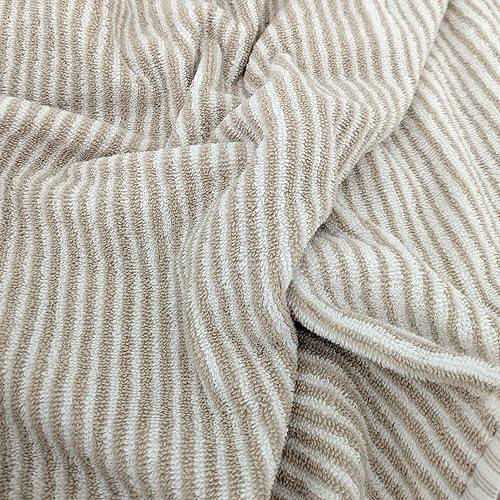 Linnea Drap de Douche 70x140 cm Pur Coton Collection Horizon Rayures Beige - Nail Gallerys