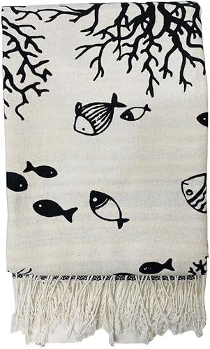 Villages de Provence - Fouta de Plage XXL - Motif Mer - Serviette Plage – Drap de Bain Hammam, Sauna, Spa - Tissage Fin revêtement Doux – Fouta Plage 100x200 cm - 100% Coton (Unité, Turquoise) - Nail Gallerys