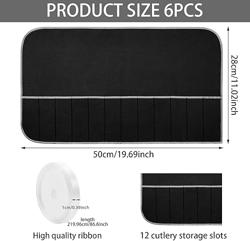 Sacs de rangement en argent Sac de rangement anti-ternissant 6PCS 12 emplacements argenterie stockage de couverts pliables à poussière de rangement de stockage sacs d'argenterie portables pour les - Nail Gallerys