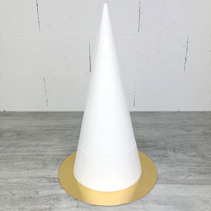 Lealoo Cone en polystyrène Plein, Hauteur 50 cm en 2 Parties, Diamètre de Base 22,50 cm, Présentoir à Macarons, Choux, Plateau doré rév - Nail Gallerys