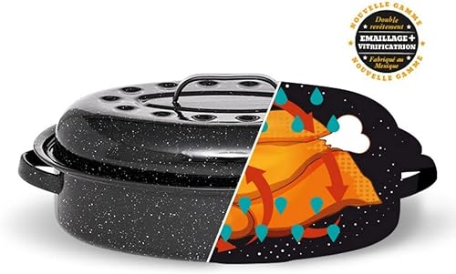 Warmcook - 0508+2006 - Cocotte ovale en acier carbon 38x26cm + grille roaster - Nail Gallerys