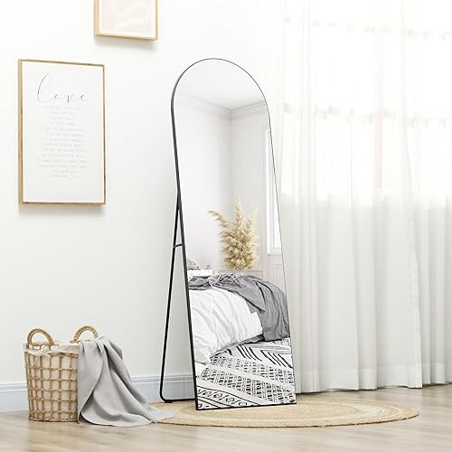 HOMCOM Miroir en Pleine Longueur, 50 x 150 cm, Miroir sur Pied, Grand Miroir Mural, sans Cadre, pour Salon, Chambre à Coucher, Noir - Nail Gallerys
