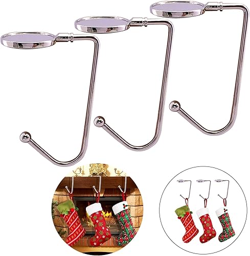 Lot de 4 supports de chaussettes de Noël en métal avec crochets pour suspendre les chaussettes de Noël pour la maison, la cheminée, la décoration de fête de Noël - Nail Gallerys