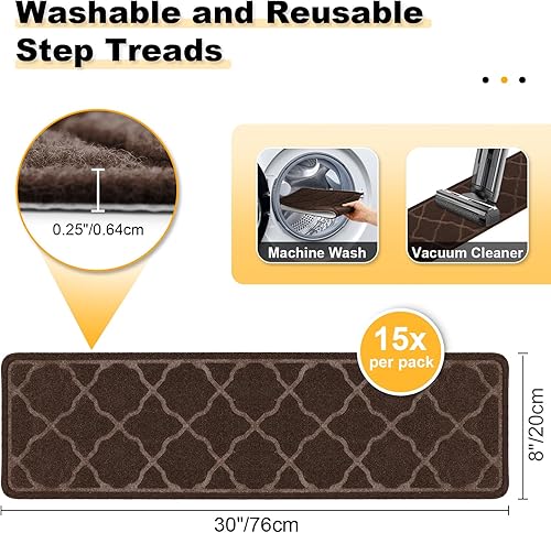 Lot de 4 Tapis Escalier Antidérapant, D'escalier D'intérieur Moquette Autocollante 76X20cm, Caoutchouc Anti Dérapant Escalier Tapis Réutilisable pour Enfants, Aînés et Animaux - Nail Gallerys