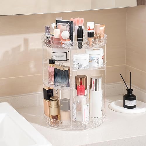 V-HANVER Organisateur de Maquillage Acrylique, Rangement Maquillage Rotatif 360° Multifonctionnel Transparent - Nail Gallerys