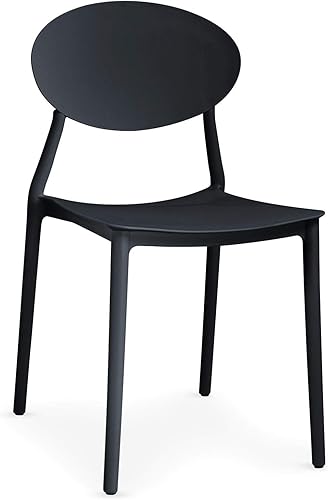 Menzzo Lot de 4 chaises empilables Balagan Noir - Nail Gallerys
