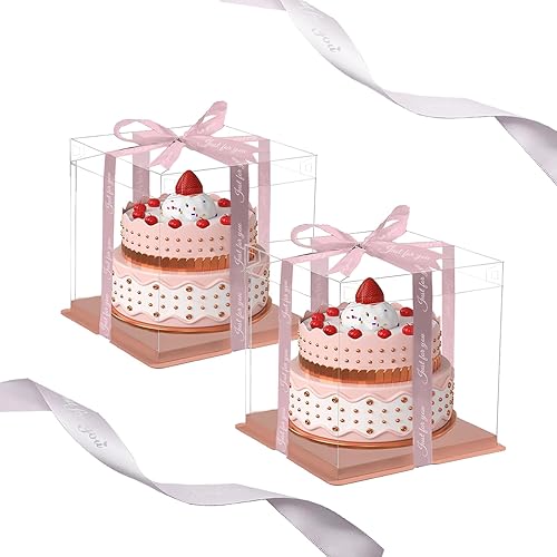 Shiawase Boite a Gateau Transparente, Cake Box Transparente avec Ruban 30x30x25cm Carré pour Dessert Anniversaire/Fête - Nail Gallerys