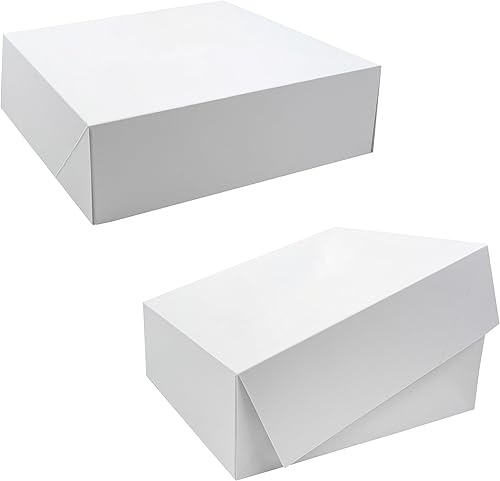 Be Your Packer 50 Boîtes pour Gâteaux 23x23x7,5 cm - En Carton Kraft Blanc - Idéales pour les Gâteaux et Bonbons - Nail Gallerys