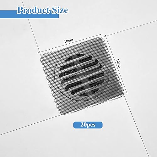eROOSY 20 PCS 10x10cm Attrape-Cheveux Anti-colmatage Et Anti-Insecte, Attrape-Cheveux Jetables pour Douche, Filtre Cheveux Douche et Baignoire, Autocollant, pour Salle de Bain, Cuisine, Buanderie - Nail Gallerys