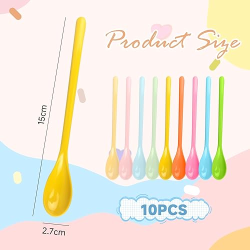 Ensemble De Cuillères En Plastique De 10 Pièces, Cuillères En Plastique Multicolores, Longues Cuillères À Œufs En Plastique, Cuillères À Café En Plastique, Cuillères À Glace En Plastique - Nail Gallerys