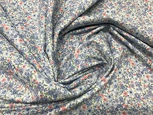 textil pertex Tissu LIBERTY - Tissu batiste fleurs bleues, tissus pour enfants, tissus d'artisanat, tissus en coton, tissus au mètre, 1 mètre x 150 cm, Bleu/Rose - Nail Gallerys