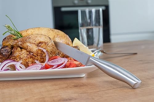 Cecotec Ensemble de 6 Couteaux à Viande Professionnels avec Dentelure Manche et Lame forgés en une Seule Pièce d'Acier Couteaux, Feuille de 2 mm d'épaisseur, Résistance et Ténacité Élevées - Nail Gallerys