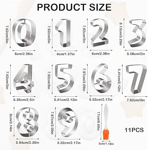 YIZWINS 10 Pièces Emporte Pièces Nombres en Acier Inoxydable, Emporte Piece Patisserie 0-9 Moule Chiffres, Moule Number Cake pour Les Biscuits,La Pâtisserie,La Décoration de Gâteaux,Le Fondant - Nail Gallerys