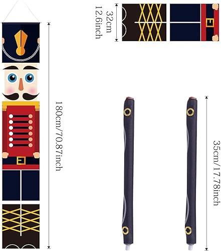 Hileyu 1 Paire Bannière Casse Noisette Décorations de Signe de Bannière de Porche de Noël Bannières Casse Noisette Modèle Soldat pour Décoration de fête Intérieure Extérieure Murale - Nail Gallerys