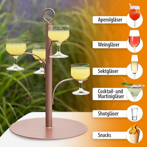 SpritzUpYourLife Tour de boissons, arbre de service pour cocktails, tour Aperol pour 4 verres, cadeau d'anniversaire pour femme, cadeau d'apérol, cadeau de fête des mères (doré) - Nail Gallerys