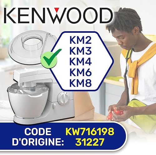 MONTERAL Couvercle Anti Eclaboussure pour Robot Cuisine 245x39 mm avec Le Code Original KW716198 31227 pour Kenwood KM2 KM3 KM4 KM6 KM8 - Garantie de 10 Ans - Nail Gallerys