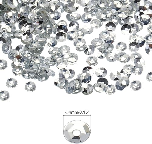 QUARKZMAN Paillettes En Vrac 4mm Paillettes Argentées Avec Dos Argenté 3000 Pièces Paillettes En Forme De Coupe Pour La Création De Bijoux, L'Artisanat Et La Couture, Argenté - Nail Gallerys