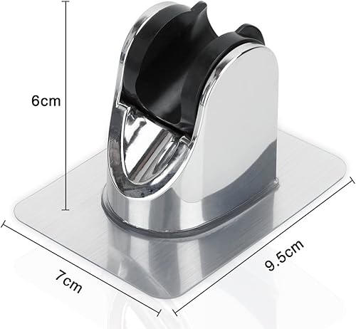 Intirilife Support de douchette sans percer en Chrome Argent - 7 x 9.5 x 6 cm - Inclinaison réglable, Support de Pomme de Douche à Coller, Pad adhésif Extra Fort, Support de Douche étanche - Nail Gallerys