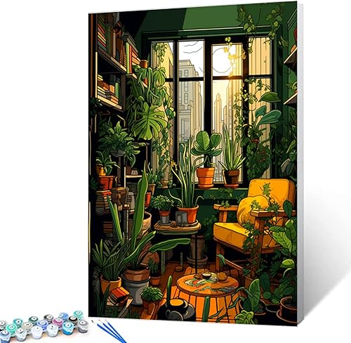 Sunshine Plants a Beautiful Day Peinture par numéro pour adultes - Kit de peinture à l'huile sur toile avec pinceaux et pigments colorés pour décoration murale d'intérieur - 40,6 x 50,8 cm (sans - Nail Gallerys