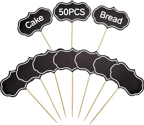 CREATCABIN 50 marqueur Fromage Planches Charcuterie Accessoires Étiquettes Alimentaires Étiquettes Buffet Drapeaux Cure Dents Vierges Panneaux D'Apéritif Marron Décorations Cupcakes pour Fête 9x6cm - Nail Gallerys