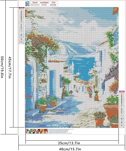 SHEGZHUC 40 x 50 cm Pierres carrées Peinture diamant Maison au bord de la mer Santorin Mer Égée Diamond Painting Paysage Montagnes Mosaïque Diamant Peinture Art Broderie Point de Croix Images Cadeau - Nail Gallerys