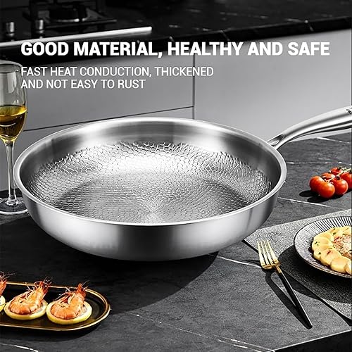 Qiamia Titanium Hammered Pan Pro, Durable, Scratch-Resistant Nonstick Frying Pan with Lid, It Won’t Stick to the Pan and Retains Nutrients, Making It Suitable for Kitchen Novices (With Lid,11in) - Nail Gallerys