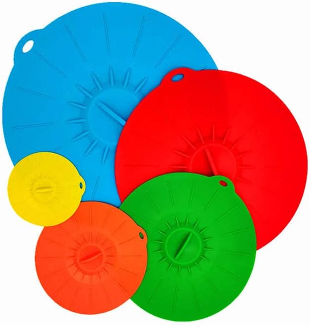 Lot de 5 couvercles en silicone réutilisables, en silicone - Couvercle universel - Anti-poussière - Résistant à la chaleur - Pour bols, casseroles, assiettes, tasses - 5 tailles (30/25/20/15/10 cm) - Nail Gallerys