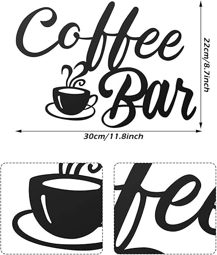 NIYATA Panneau de Café en Métal Noir, Decoration Murale Café Métal,Pour Décoration de Cuisine pour Maison,Station de Café d'un Café,La Maison (Noir) - Nail Gallerys