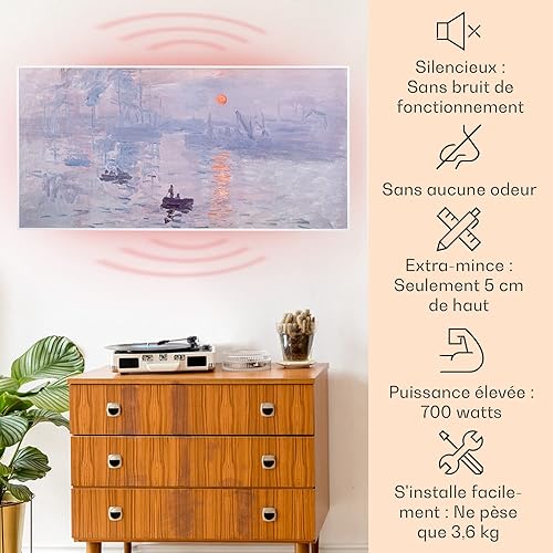 Klarstein Radiateur Infrarouge Mural Intelligent, Chauffage Infrarouge 700W, Panneau Chauffant Infrarouge, APP Mobile, Radiateur Electrique Extra Plat, Salle de Bain, Sans CO2, Faible Conso d'Energie - Nail Gallerys