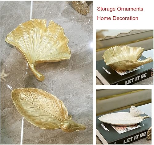 LEIYTFE Vide Poche Entrée Sculpture D'oiseau De Décor À La Maison De Résine, Plateau Décoration Moderne Plateau De Vanité, Bol À Bijoux en Feuille d'or Cadeaux De Mariage d'anniversaire De Noël - Nail Gallerys