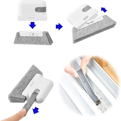Brosse de nettoyage pour rainures de fenêtre, 2 en 1 - Petite brosse pour nettoyer les fenêtres magiques - Tous les coins et espaces - Cuisine - Outils de nettoyage ménagers (Ash) - Nail Gallerys