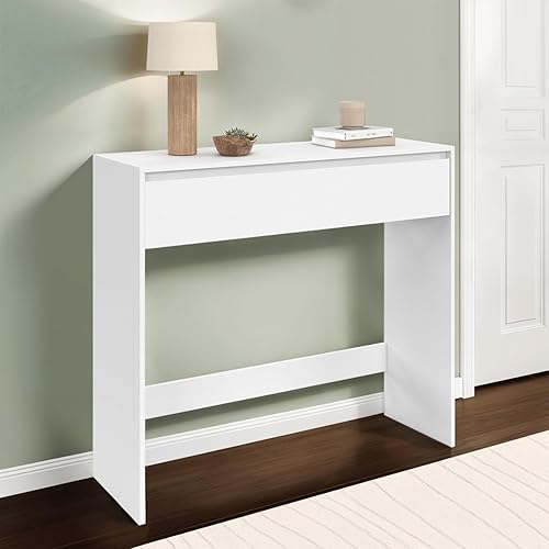 IDMarket - Console 1 tiroir TOMI Bois Blanc - Nail Gallerys