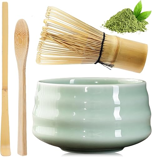 Ensemble à Thé Matcha, Ensemble Balai Matcha avec Fouet Matcha, Bol à Matcha en Céramique, 2 Cuillères à Café, Accessoires Japonais pour la Cérémonie Matcha, Kit Parfait pour la Préparation - Nail Gallerys