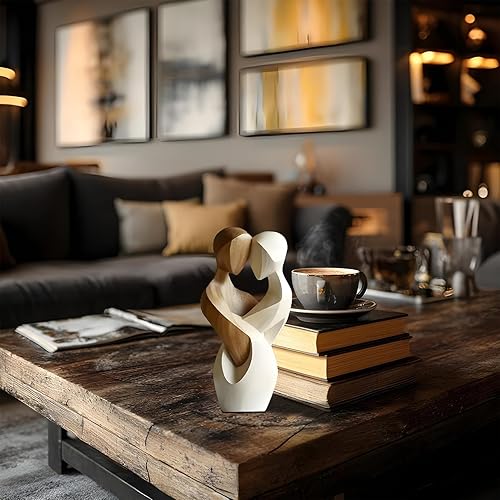 Bajbumgn Statue de Couple en Bois - Figurine Couple Abstraite de Bureau,Modèle Décoratif pour Bureau Maison Étude Salon Buffet Étagère Chambre d'enfant - Nail Gallerys