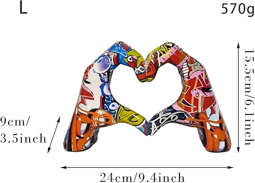 Kaxenig Statue De Doigt d'Amour, Geste De Coeur, Art Moderne, Sculpture De Coeur De Graffiti, Ornement en Forme De Cœur en Résine Colorée - Nail Gallerys