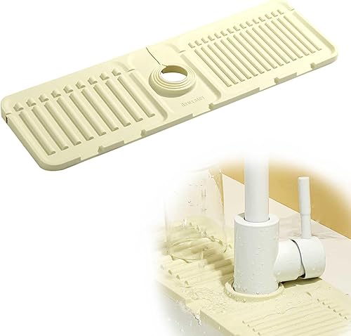 HERKINDNESS Tapis de Robinet pour Évier de Cuisine, Tapis Robinet Evier Cuisine, Protection Robinet Tapis Egouttage en Silicone Pliable, pour Cuisine et Salle de Bain - Nail Gallerys