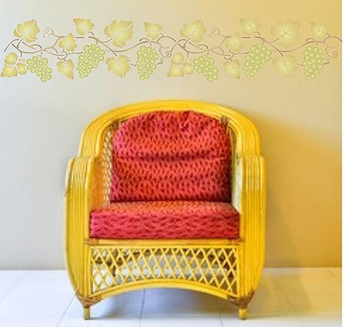 Pochoir mural réutilisable en forme de vigne – 56 x 20,5 cm (L) – Motif fruits et légumes - Nail Gallerys