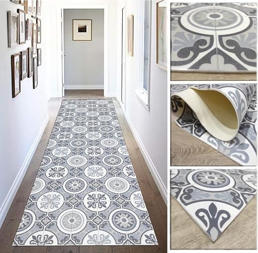 Tadi & Imperio1979 Tapis Long en Vinyle pour carrelage hydraulique antidérapant, Convient également pour Les couloirs, Les salles et Les entrées. - Nail Gallerys