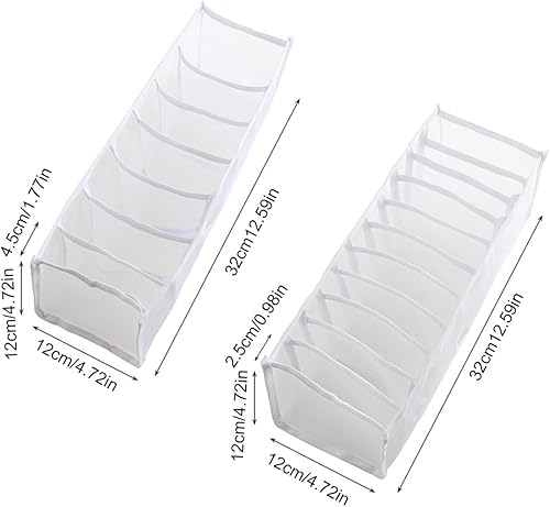 ZOKJSW 2 Pièces Organisateur de Tiroir,Pliable Rangement pour Chaussettes,Sous-Vêtements,Vêtements de Bébé,Cravates (Blanc) - Nail Gallerys