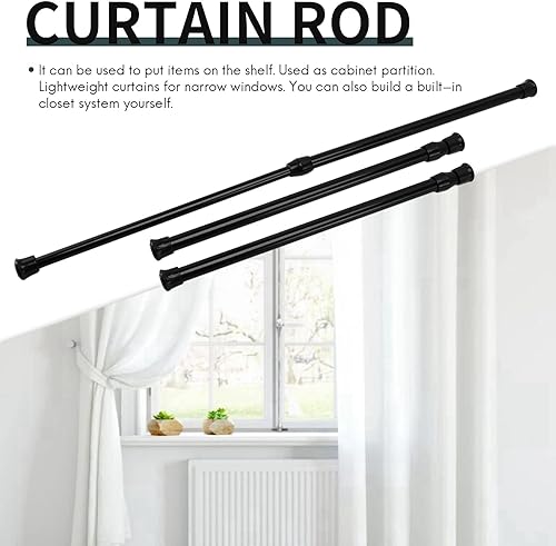 Bzocio Lot de 6 petites tringles de tension noires pour armoires, placards de camping-car, réfrigérateur | Tringles à rideaux à ressort réglables de 30 à 50 cm - Nail Gallerys