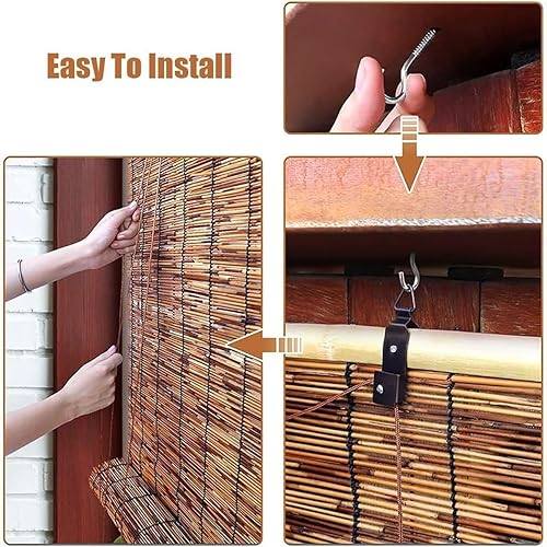 Store Bambou Extérieur Terrasse Store Roseau Naturel Store avec Levage Occultant 70% Stores Romains pour Porche Cuisine 50 65 80 90 100 115 130 145 160 180cm Protection UV - Nail Gallerys