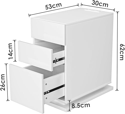 Lvhecforhm Tables de Chevet avec lumière LED, Table Basse avec Prises Électriques et Ports USB, Table d’Appoint avec Tiroirs et Étagères Rangement, Gris 40x40x61cm Adaptée Aux Petits Espaces Salon - Nail Gallerys