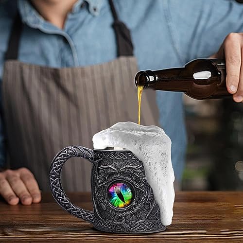 Chope à bière - Chope à bière médiévale - Oeil de dragon - Chope nordique et celtique pour homme - Chope à bière médiévale pour hommes, amateurs de dragon et collectionneurs - Nail Gallerys