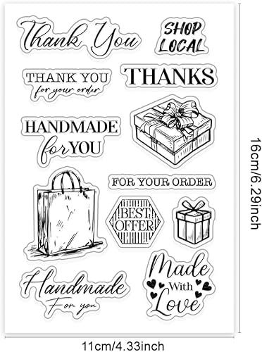PH PandaHall Étiquette de Remerciement Shopping Coffret Cadeau Tampons Transparents Étiquette D'Art Tampon en Silicone Tampons en Caoutchouc Transparent pour la Fabrication de Cartes de Scrapbooking - Nail Gallerys