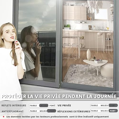 HEOMAITO Film Miroir Fenêtre sans Tain, Anti Chaleur Anti-Regard, Solaire Film Occultant Fenêtre Anti Chaleur UV, Protection de la Vie Privée 60x200cm (Noir) - Nail Gallerys