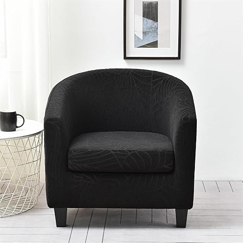 Highdi Housse De Fauteuil 1 Place Cabriolet Chesterfield en Tissu Jacquard Extensible, Deux Pièces, Facile À Enlever Et Antidérapante, Idéale pour Un Bar, Un Salon, Housse Fauteuil Club (Noir) - Nail Gallerys