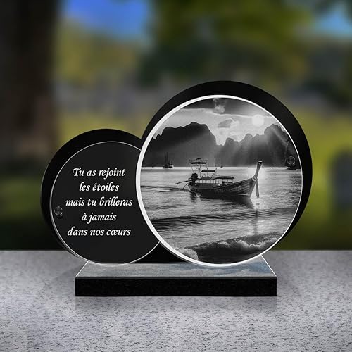 ETERNEL - Plaque Funéraire Personnalisée Rayons de Soleil - Bateau, Mer, Marin, Port - Texte Personnalisable, Plaque Funéraire Gravée au Laser pour Hommage, Plaque Cimetière, Tombale, Funérailles - Nail Gallerys