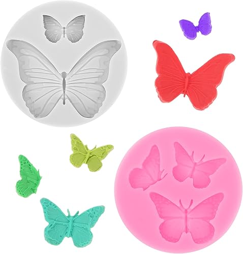Lot de 2 moules en silicone 3D en forme de papillon - Moule à chocolat en résine époxy pour desserts, sucre, argile polymère - Style 2 - Nail Gallerys