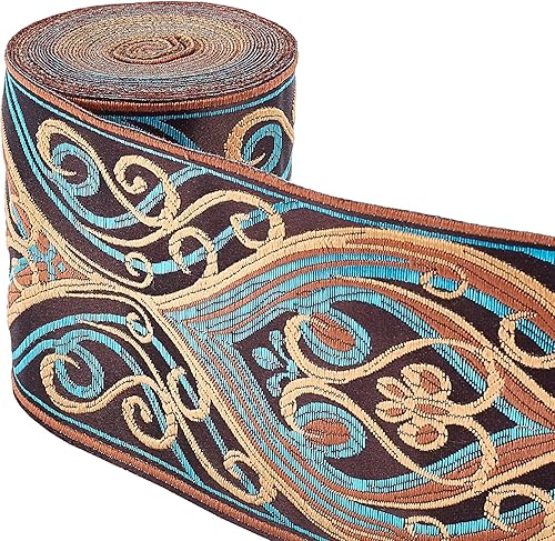 PH PandaHall 7m 9.2cm Ruban Jacquard, Ruban tissé brodé ethnique simple face Frange de garniture en tissu pour la décoration de couture, décoration d'intérieur,sangles de sac,emballage cadeau - Nail Gallerys